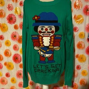 ✨3/$10✨Mossimo Supply Co. Green Christmas Nutcracker Funny Longsleeve Sweater